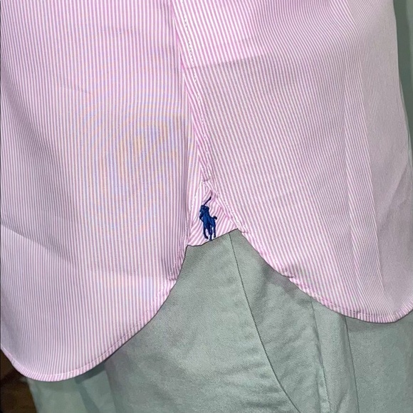 🐎New Large 15 1/2 Polo Ralph Lauren Pink Stripes - Picture 5 of 6